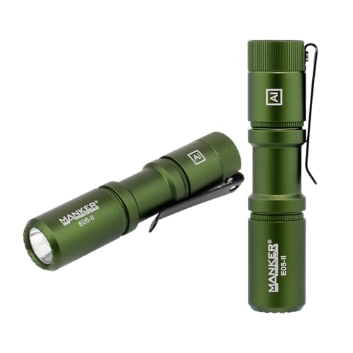 Image of Manker E05 II High Output EDC Flashlight Eeay to Carry, for Camping, Hiking (Army Green, 1300 Lumens 6500K Cool White)
