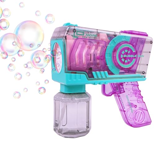 Image of Toyshine Battery Operated Automatic Bubble Machine with LED Lights Transparent Bubble Blaster Gun with 1 Refil Bottle Summer Outdoor Toys Gifts for Ages 3+ Year Old Boys /Girls