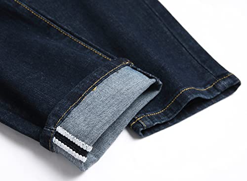 Oiiio Men's Patch Ripped Stretch Slim Fit Jean (28, Dark Blue-6618) #TOP7
