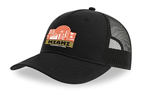 Casquette de camionneur Miami Florida USA en coton noir taille unique ajustée avec filet