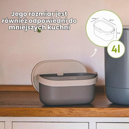 Plastia Urbalive kosz na śmieci organiczne 4 l, taupe-beż z fusami kawy