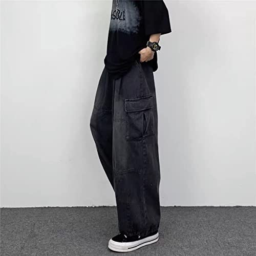 Women's High Waist Denim Pants Y2K Grunge Clothes Wide Leg Cargo Jeans Emo Alternative Clothing Goth Punk Streetwear2