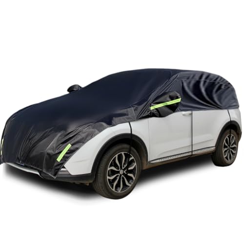 Konnfeir Halbgarage für Auto Windschutzscheibe Abdeckplane Winter Sommer Autoabdeckung wasserdicht Auto halbgarage Staubdicht Schneefest 420D Oxford Material (Schrägheck)