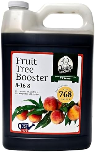 Farmer's Secret Fruit Tree Booster Fertilizer - Super Concentrated and Phosphorus Rich - Formulated for All Fruit Trees Including Peach, Banana, and Apple (128oz)
