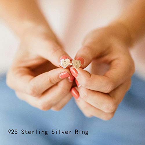 Memorjew Initial Rings For Girls Women, 925 Sterling Silver Dainty Letter A Initial Heart Stacking Ring Gold Rings For Women Teen Girls Kids Jewelry Gifts, Mother'S Valentines Day Girls Gifts For Her thumb #4