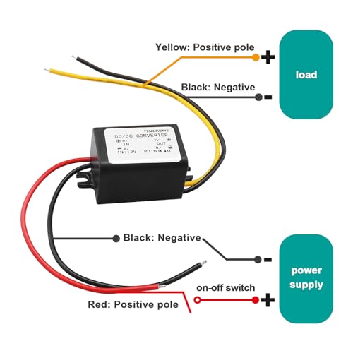 eMagTech 2Pcs 12V to 3V 3A Step-Down Power Supply Module Compatible with Car Power Over-Temperature Over-Current Short Circuit Protection 32x17mm Black2