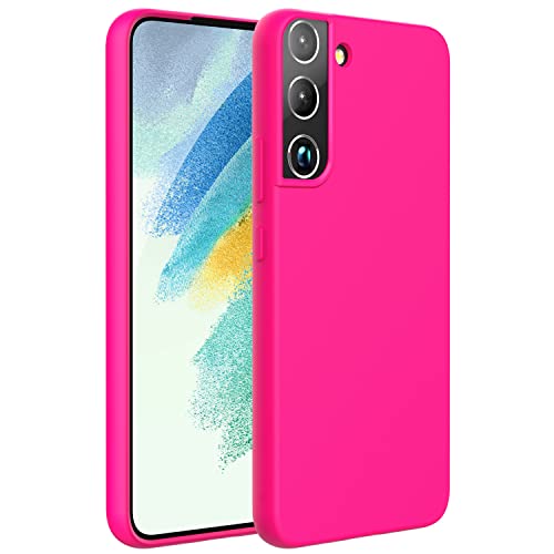 ZUSLAB Real Silicone Coque Compatible avec Samsung Galaxy S22 Pouces (2022), Anti-Scratch Gel Rubber Antichoc Étui Full Protection Case - Rose Vif Cover