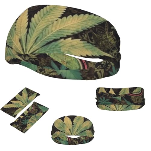 Dwrepo Sports Headbands for Men Women Sports Sweatband A Puff in Time Weed Marijuana Hairband Moisture Wicking Head Bands, Black