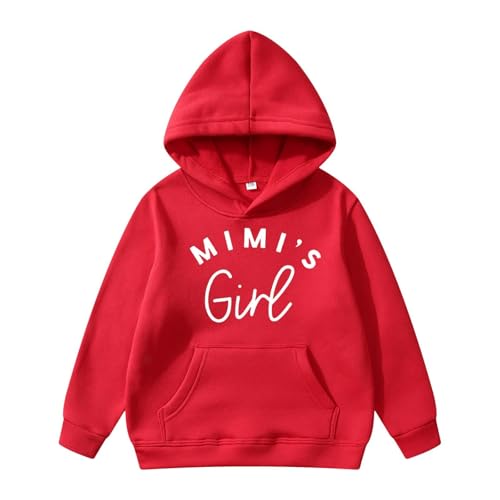 Image of Kids Christmas Hoodie Pullover with Letter Print & Front Pocket, Soft Cotton Blend Sweatshirt for Boys Girls, Casual Winter Top for Ages 3-8 Years (Red, 3-4 Years)