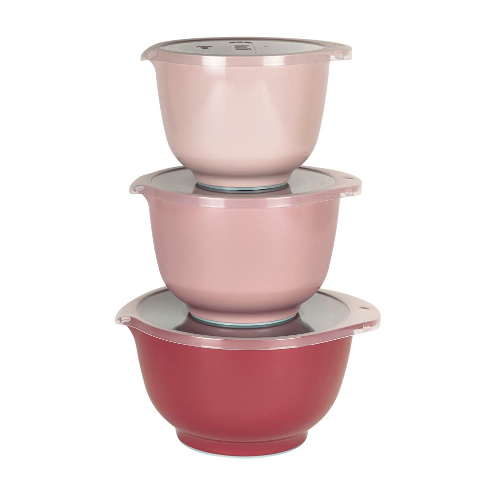 RostiMargrethe Set of 3 Mixing Bowls with Lids, Mixed Rose