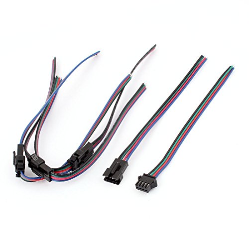 Image of 4 Pin JST SM Locking Type Connector Cable - 2 Sets (4Pcs) Male and Female Plug with 4-Wire 115mm Cable, 2.54mm Pitch, 22 AWG for Arduino, Sensors & LED Lighting
