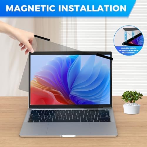 Image of 2Pack Magnetic Laptop Privacy Screen Filter 15.6 inch for 16:9 Widescreen Computer Monitor, Removable Anti Blue Light Privacy Shield, Anti-Glare Protector