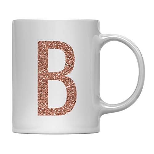 Andaz Press 11Oz. Coffee Mug Gift, Rose Gold Faux Glitter, Monogram Letter B, 1-Pack, Friend Girlfriend Wife Teacher Graduation Colored Birthday Christmas Gift Ideas Decorations #TOP30