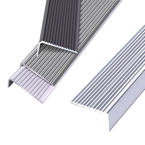 Escalier Bande De Bordure Profilés De Bord De Marche Pour Extérieur 90CM Angles De Marches D'escalier Aluminium Antidérapant(Silver,W 3cm)