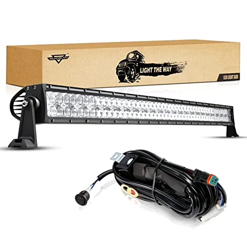 Auxbeam 50 Inch 288W LED Light Bar, 5D Lens 28800LM Super Bright Straight Light Bar, Spot Flood Combo Beam Offroad Auxiliary Light Driving Fog Light with DT Wiring Harness Kit 50" 288W