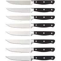Amazon Basics Juego de cuchillos de carne, 8 Unidad, Negro/Acero