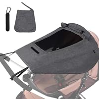 LPZMPZ Sonnensegel Kinderwagen UV Schutz 50+ Sonnenschutz Buggy Tuch Baby Sonnenverdeck für Kinderwagen Universal Verstellbar Wasserdicht mit Sichtfenster und Seitenflügel Grau