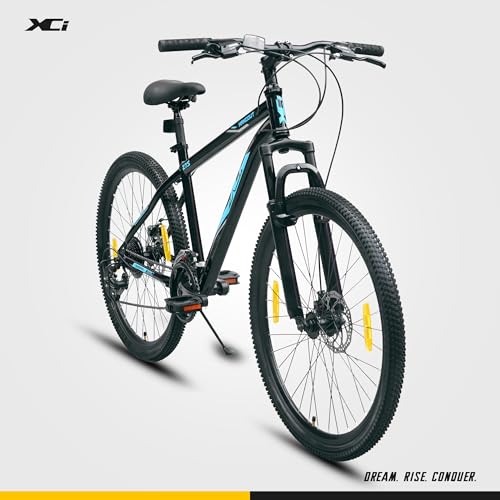 Image of XCi Hangout Mountain Bike, 27.5 -Inch Tires, 21-Speed Shimano Gears, Front Suspension 80mm, Mechanical Disc Brakes, Youth 12+ Years, 18-Inch Ultra Light Steel Frame| Black