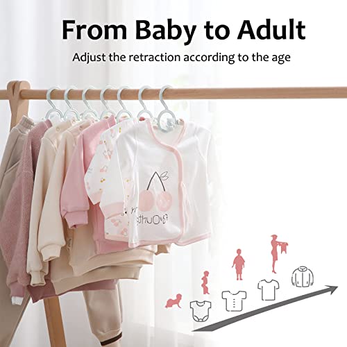 Miniatura 3 de Hgyze Perchas Para Bebés Antideslizantes Para Niños, 29 37 Cm, Extensibles Con Soporte Para Pantalones, Plástico Y Apilables, Ideal Para Ropa Infantil, 20 Unidades De Perchas Para Bebé, Color Blanco