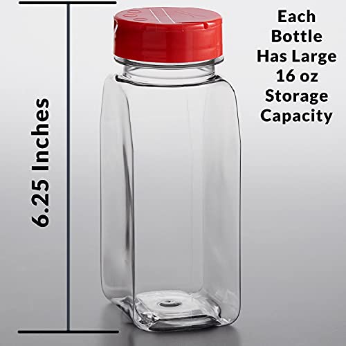 Skyway Supreme Large 16 Oz Clear Plastic Spice Bottles Seasoning Containers Jars - Set Of 2 - Flap Cap With Pour And Sifter Spice Shaker - Durable Refillable Perfect For Herbs Spices Rubs - Bpa Free #TOP3