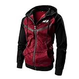 LAIWANG Men's Color Block Hoodie-Full Zip Ultimate Heavyweight Fleece Hoodie-Camo zip up hoodie With Pocket (Claret camouflage, XXL)