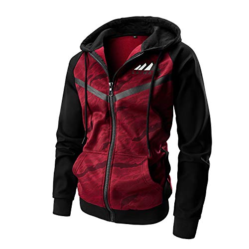 Men's Color Block Hoodie-Full Zip Ultimate Heavyweight Fleece Hoodie-Camo zip up hoodie With Kanga Pocket