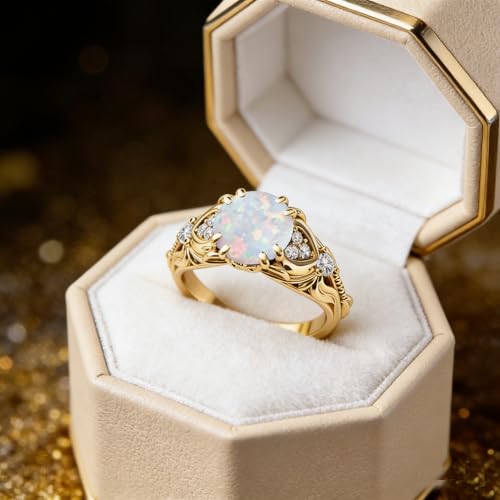 Image of Gemstone Vintage Rings for Women s925 Sterling Silver Round Cut 1.0 Carat Gemstone with Moissanite Promise Engagement Anniversary Ring for Her