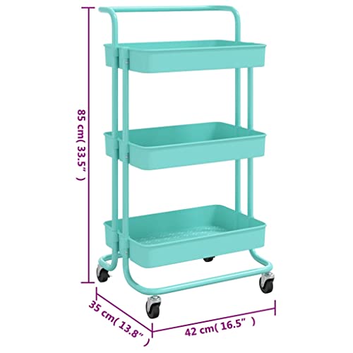 Carrito de cocina turquesa Mangloder de 3 niveles contra el desorden 7