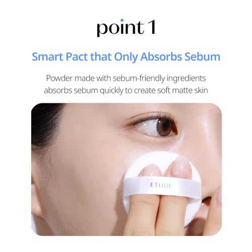 Image of Etude Sebum Soak Pact | Facial Oil Control and Soft Skin with This Mineral Powder that Absorbs Sebum for a Matte Face | Korean Makeup, KBeauty, Perfect for Gift