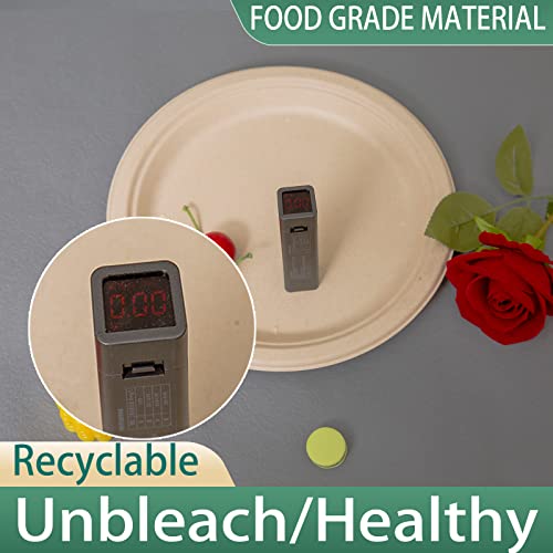 Emlifepak 100% 10Inch Compostable Paper Plates [150-Pack] Heavy-Duty Paper Plates Round Natural Brown Unbleach Bagasse Disposable Plates For Party, Eco-Friendly Sugar Cane Paper Plates #TOP1