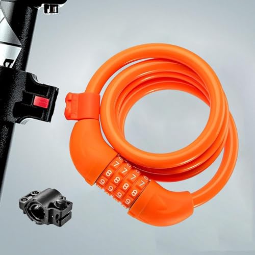 Candado de Bicicleta con Combinación, Naranja miniatura 5
