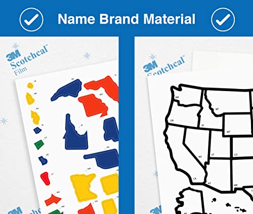 Rv State Sticker Travel Map - 17" X 11" - Usa States Visited Decal - United States Non Magnet Road Trip Window Stickers - Trailer Supplies & Accessories - Exterior Or Interior Motorhome Wall Decals #TOP3