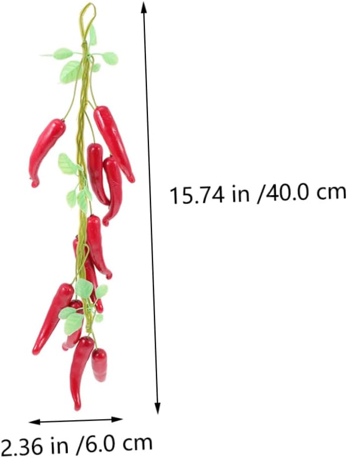 GLEAVI Simulated Hanging Pepper String 4pcs Artificial Chili Pendants for Farmhouse Decor Lifelike Pepper Ornaments for Home Kitchen and Photography Props