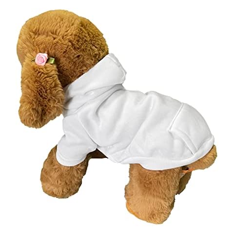 iMaylex Dog Hoodies Sweatshirts Costumes with Pockets, Coat Apparels, Puppy Cat Spring Fall Winter Clothes, White, Medium Cover