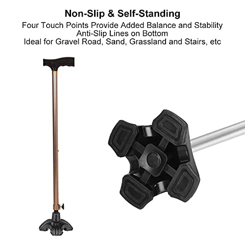 Supregear Cane Tip - Self Standing Heavy Duty Rubber Replacement For Walking Cane (3/4")-Stable 4 Point Non-Slip Cane Tip For Folding Cane Walking Stick Or Offset Quad Pod Or Tripod Canes Black #TOP1