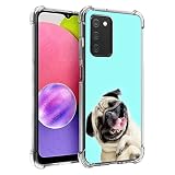 Beaucov Galaxy A03s Case, Funny Pug Dog Drop Protection Shockproof Case TPU Full Body Protective Scr