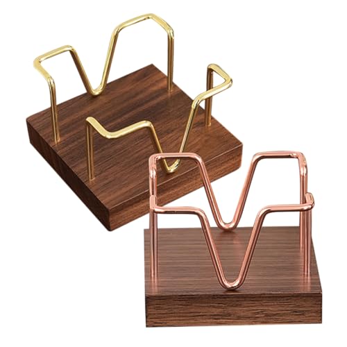 VILLCASE 2pcs Wooden Memo Pad Holder Elegant Desk Organizer for Notes Stickers Walnut Finish with Accents Compact Office Accessory for Efficient Storage