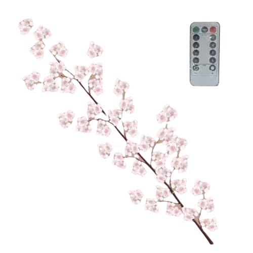 Cherry Blossom Tree Branch Lights for Wall,Cherry Enchanted Willow Vine Lights,with 48 LED and 8 Lighting Modes,Remote Timer,for Bedroom Wall Doors Windows Wedding Christmas Holiday