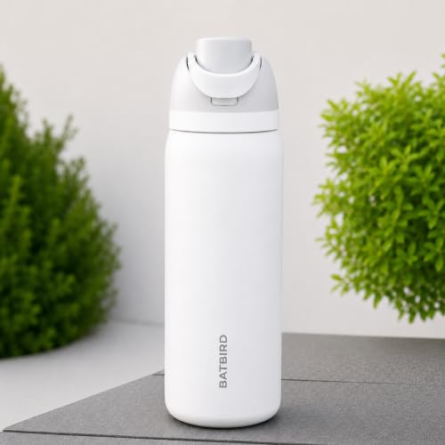 Image of Stainless Steel Water Bottle 32 oz with Flip Lid and Carry Loop (White, 960 ml)