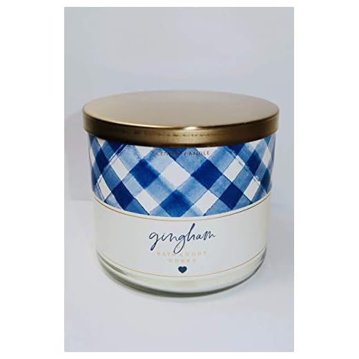 Bath and Body Works NEW Gingham 3 Wick Candle 14.5 oz w Burn Time of 25-45 Hours