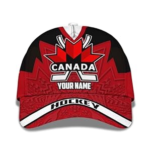 3D Printed Personalized Canada Hockey Adjustable Snapback Baseball Cap Winter Team Sport Headwear for Men Women Multicolor, Multicolor, One Size