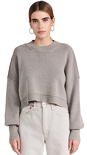 Free People Women's Easy Street Crop Pullover, Heather Grey, L