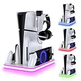 PS5スリムスタンドと冷却ステーション RGB LEDコントローラー充電ステーション (白)