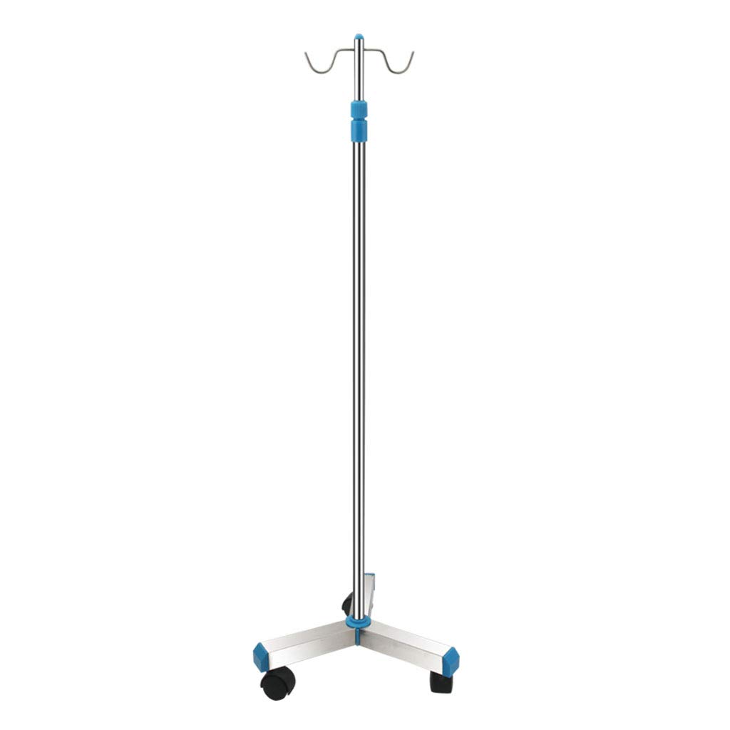 Soporte para suero intravenoso, Soporte portátil para infusión venosa, Acero Inoxidable Grueso, Firme y Estable, 2 Ganchos Diferentes, para Hospital, Familia y clínica.