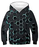 RAISEVERN Girls Boys Hoodies Cool Hooded Sweatshirt Casual 3D Pullover Hoodie for Kids Long Sleeve H