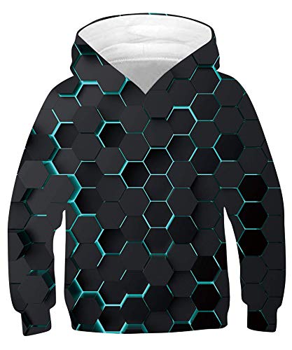 Raisevern Girls Boys Hoodies Cool Hooded Sweatshirt Casual 3D Pullover Hoodie For Kids Long Sleeve Hoodie Novelty Honeycomb Soft Hoody With Pockets Size 8-11 #TOP12