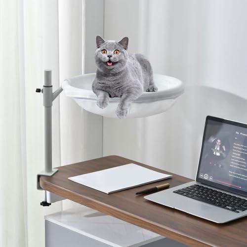 Lit de bureau pour chat fixé aux rebords de table et compact - 5