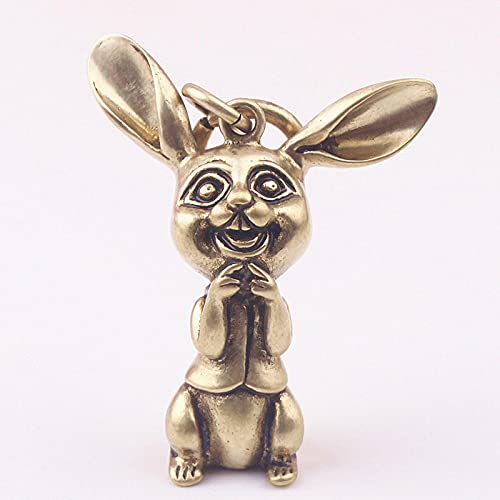 SZLGPJ Conejo Zodiaco Puro Llavero de Bronce Animal Colgante de Metal Colgante Hombres y Mujeres...