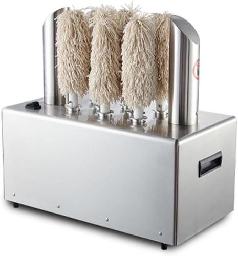 Electric Wine Glass Polisher Stainless Steel Glassware Polisher with 5/8 Polishing Cloths 330/550 Cups/Hour Glass Polishing Machine for Hotels(8heads)