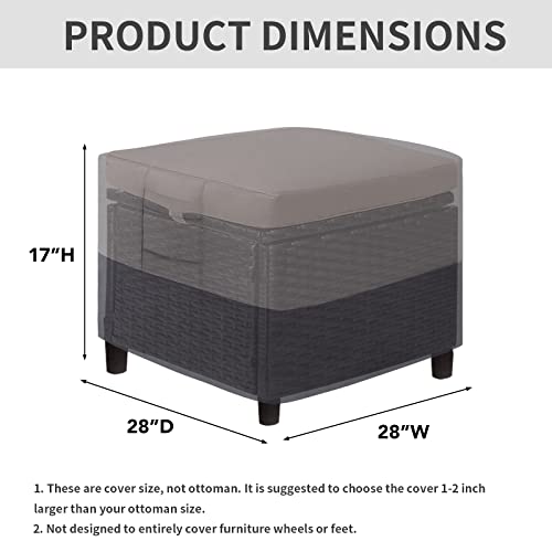 Easy-Going Heavy Duty Patio Ottoman Cover, Waterproof Outdoor Side Table Furniture Cover with Padded Handles (28"x28"x17", Gray/Dark Gray) by Easy-Going - Image 2